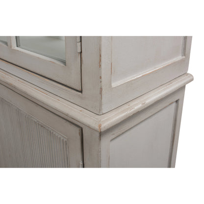 Harper Glass Front Bookcase by Sarreid Ltd. in soft grey. Made from pine, glass in a modern style.