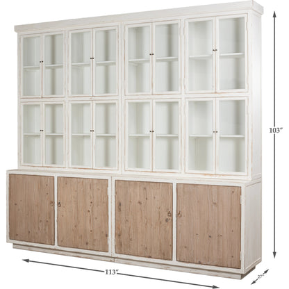 Connor Bookcase by Sarreid Ltd. in antique white. Made from pine in a modern style.