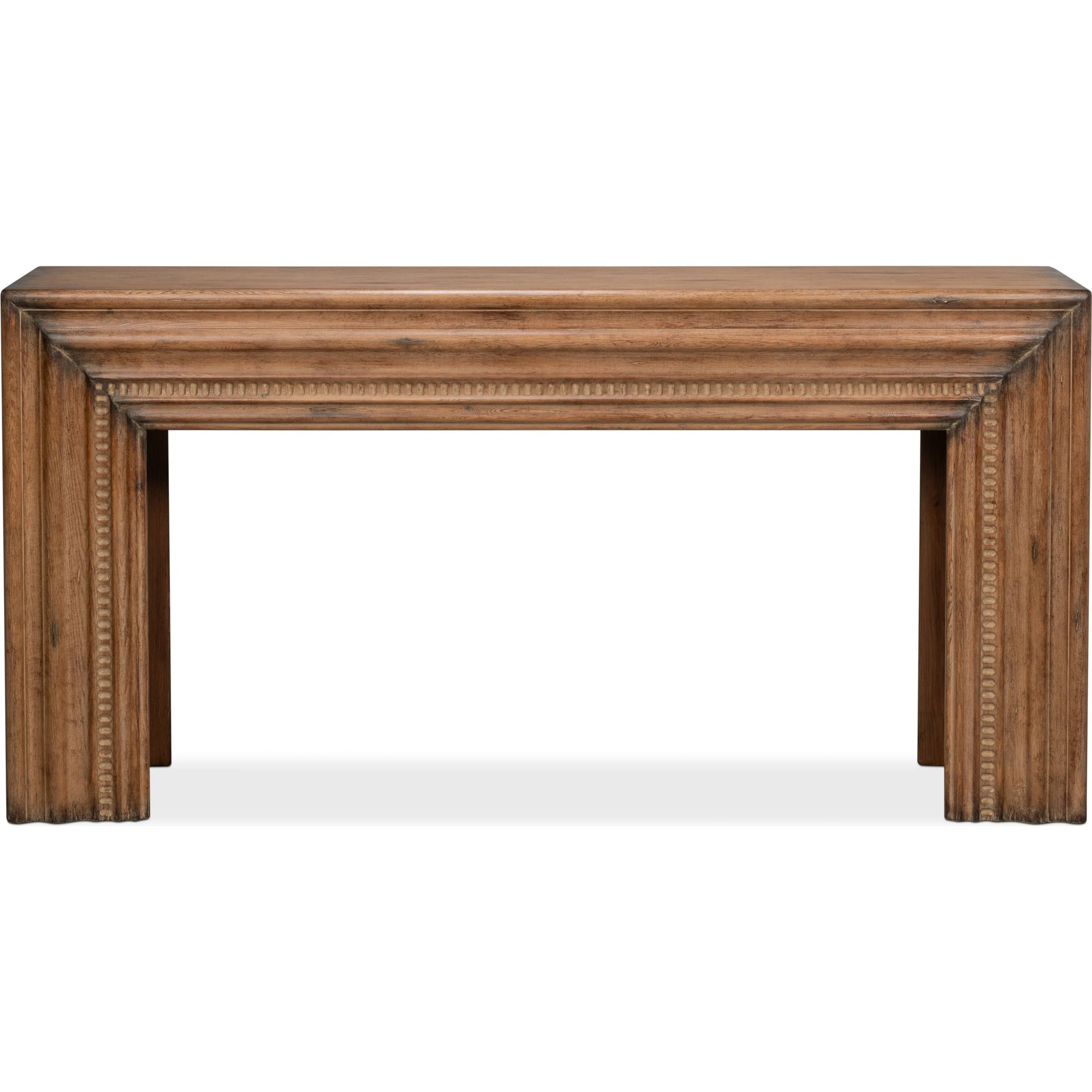 Mantel Console by Sarreid Ltd. in brown. Made from reclaimed pine in a modern style.