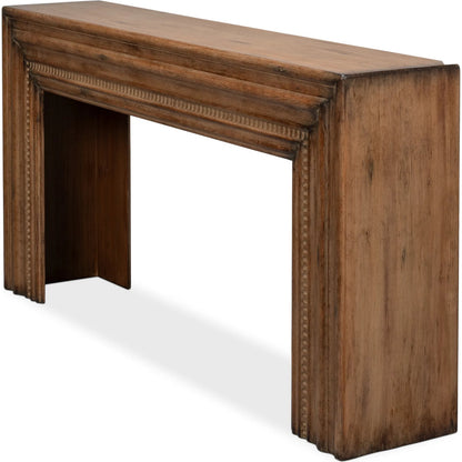 Mantel Console by Sarreid Ltd. in brown. Made from reclaimed pine in a modern style.