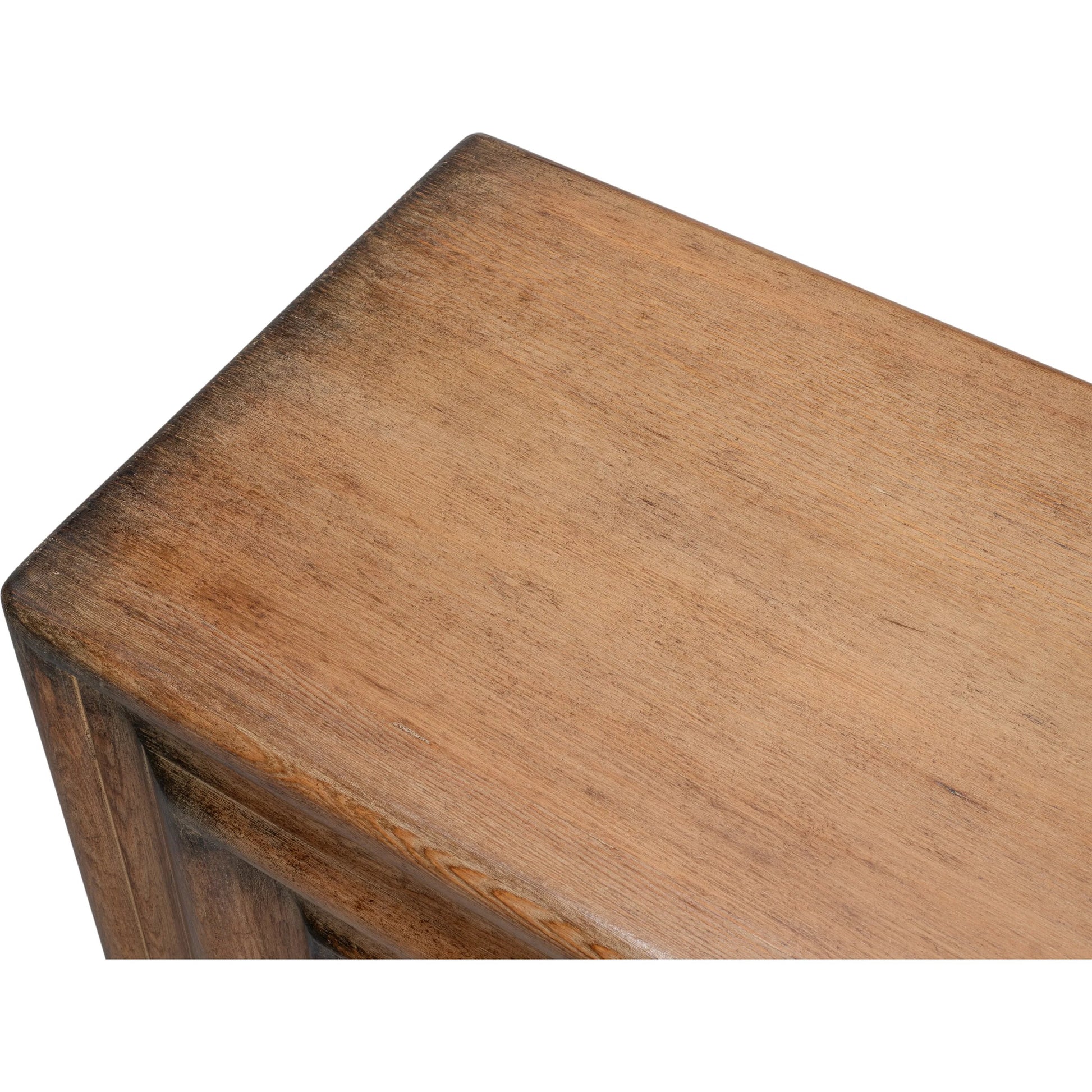 Mantel Console by Sarreid Ltd. in brown. Made from reclaimed pine in a modern style.