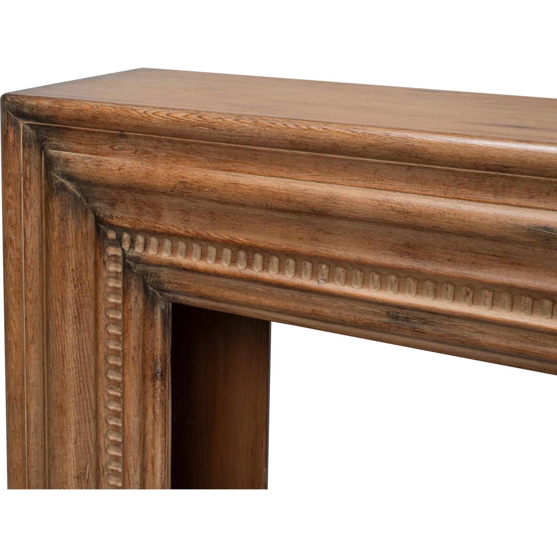Mantel Console by Sarreid Ltd. in brown. Made from reclaimed pine in a modern style.