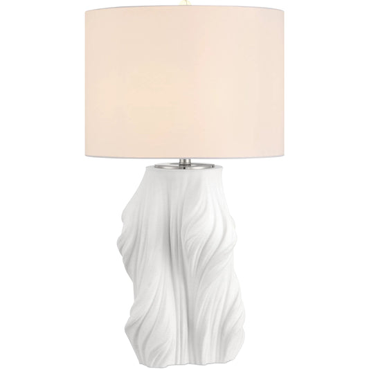 Watershed Table Lamp by Currey and Company in white. Made from porcelain in a modern style.