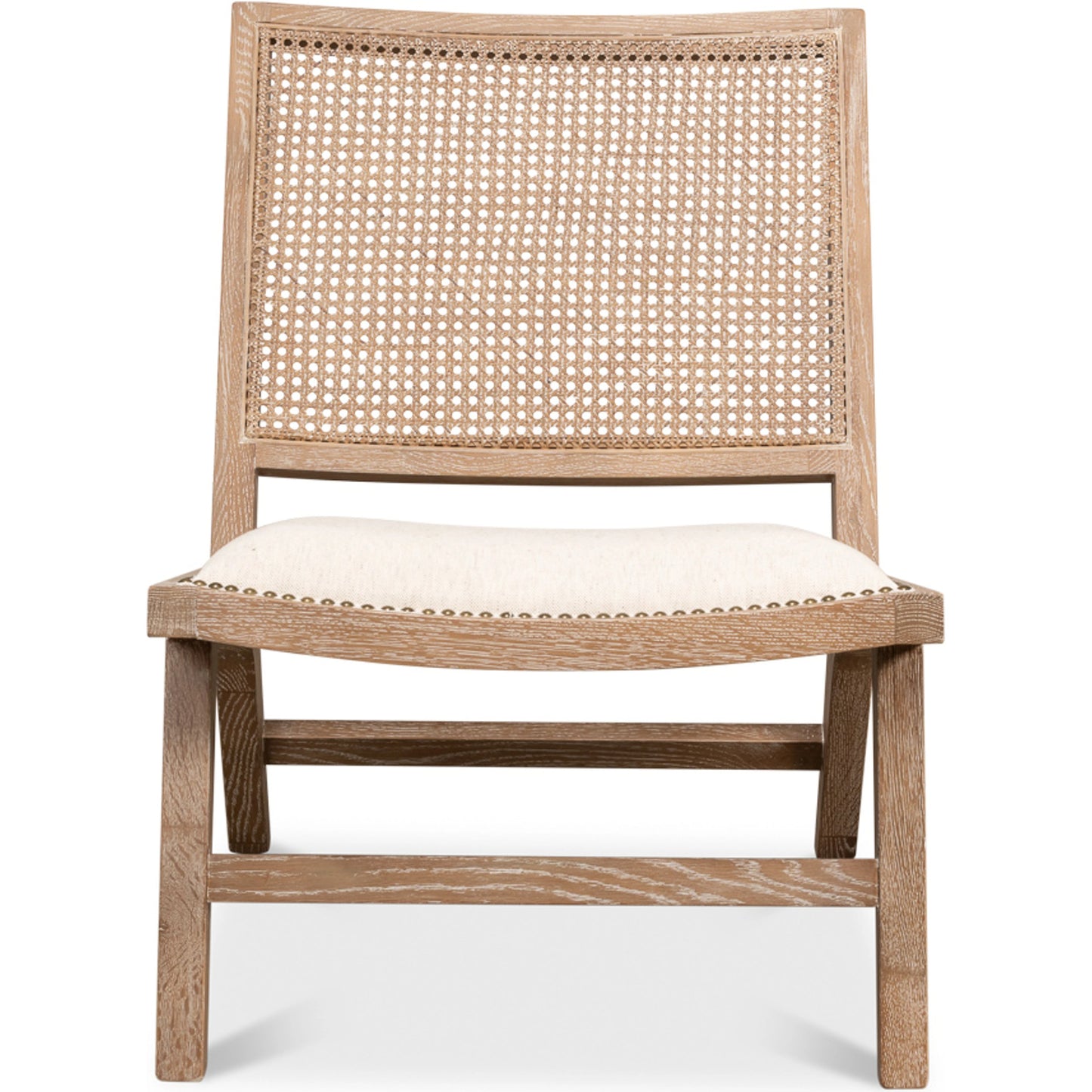 002 SI-1998332 | Additional Silo | Abella Chair by Sarreid Ltd. in beige and whitewashed oak. Made from 78% cotton 22% linen in a cottage & farmhouse style.