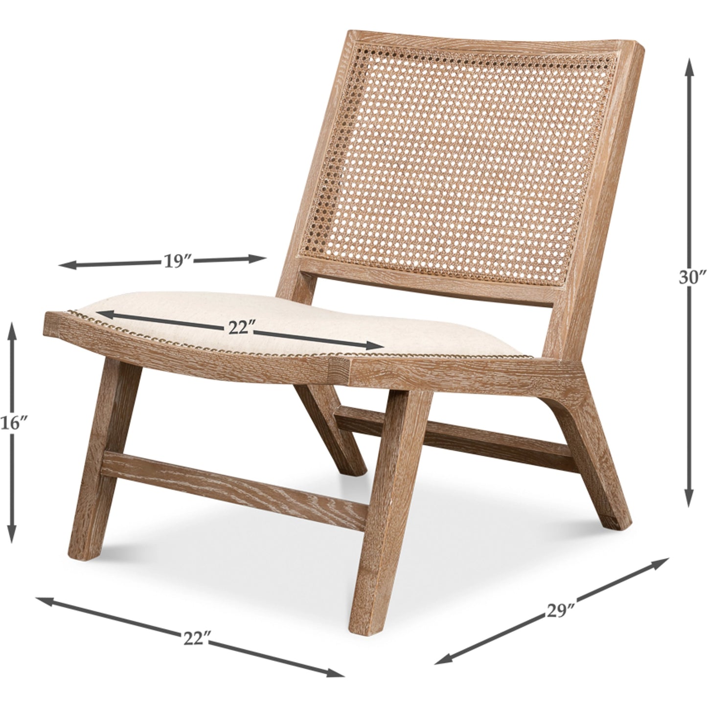 003 SI-1998332 | Additional Silo | Abella Chair by Sarreid Ltd. in beige and whitewashed oak. Made from 78% cotton 22% linen in a cottage & farmhouse style.