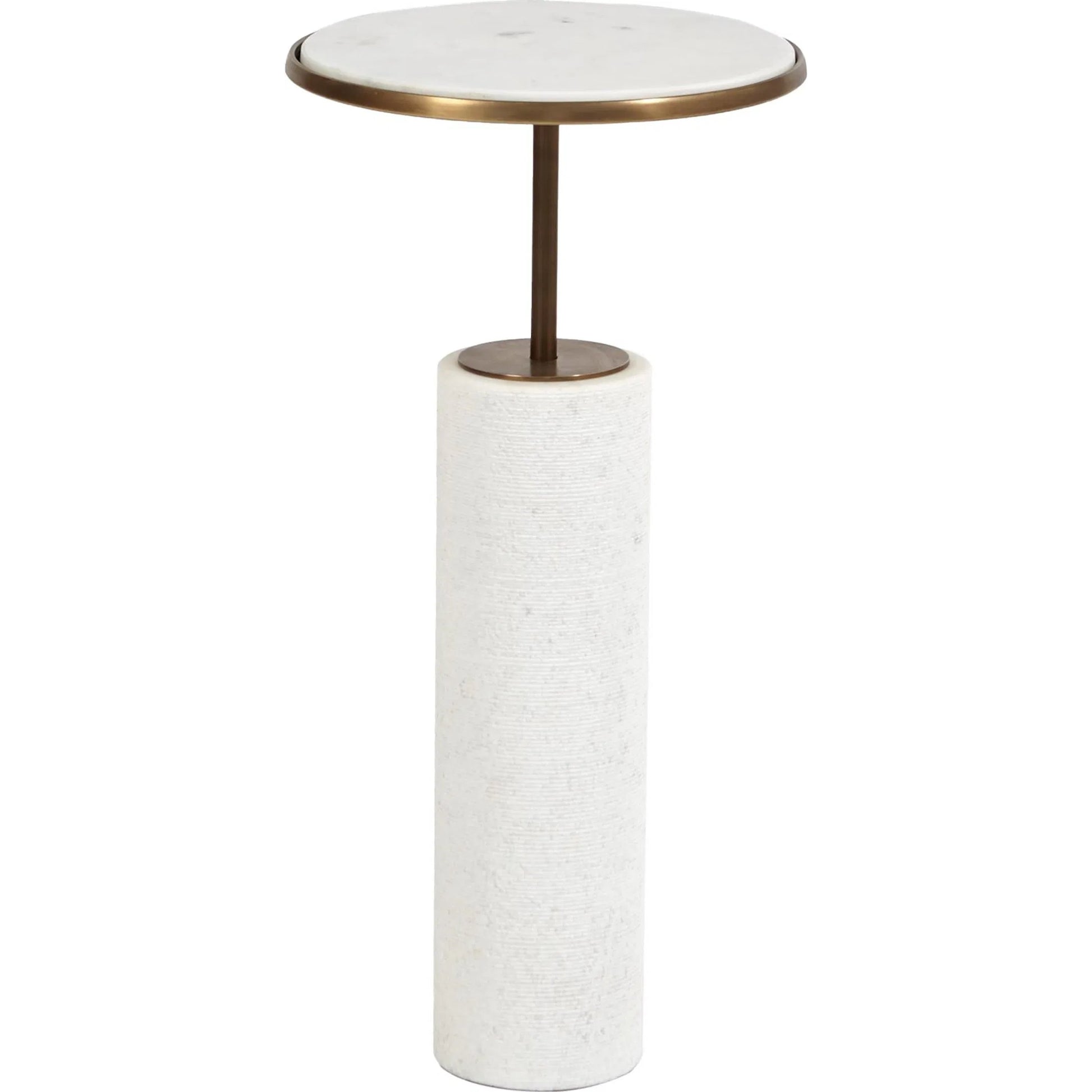 Tall Cored Marble Table by Global Views. Made from brass, marble in a transitional style.