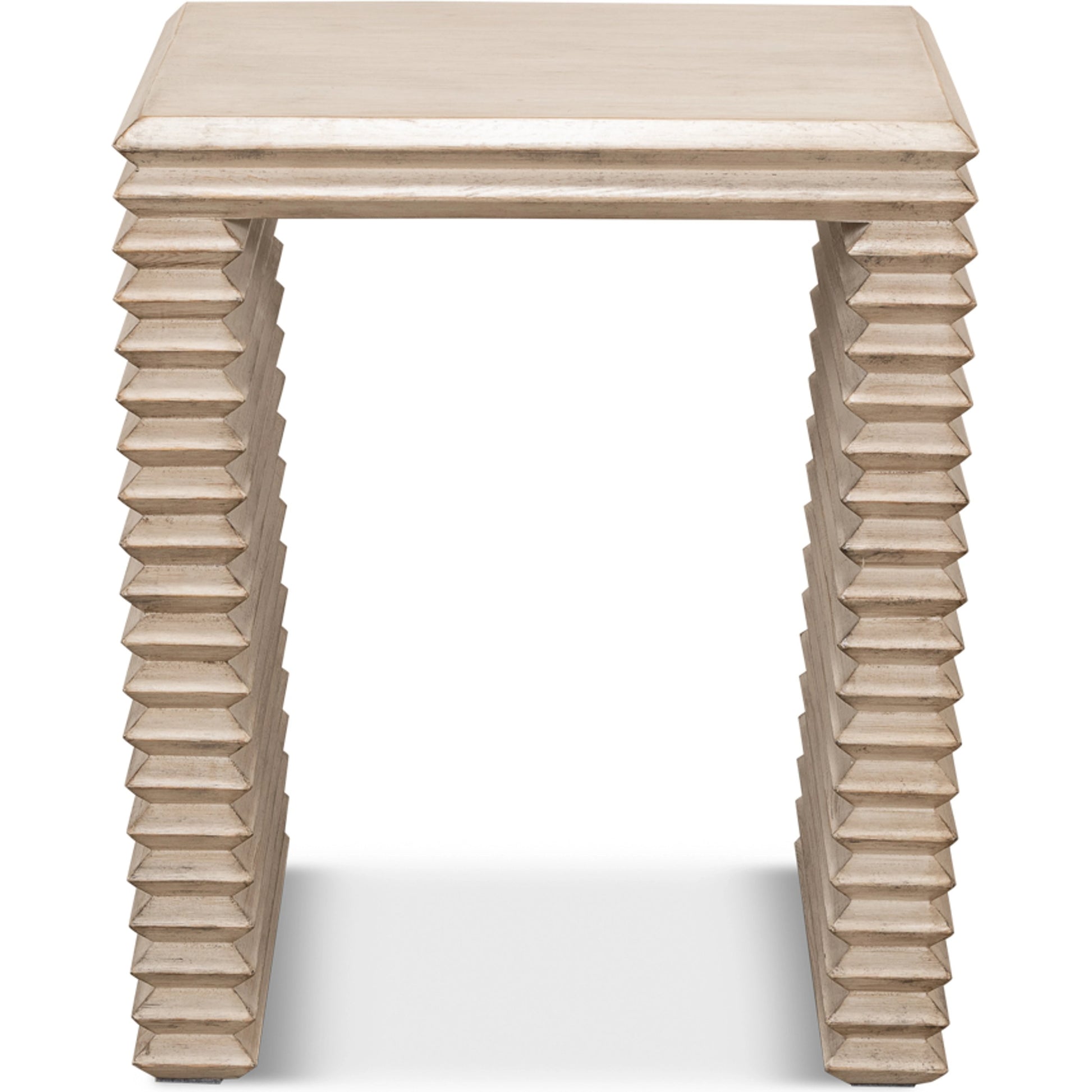 Stacked Side Table by Sarreid Ltd. in antique white. Made from reclaimed pine in a modern style.