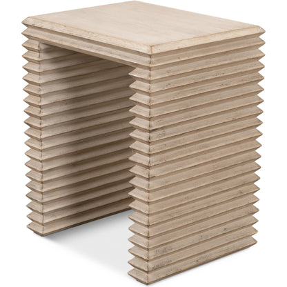 Stacked Side Table by Sarreid Ltd. in antique white. Made from reclaimed pine in a modern style.