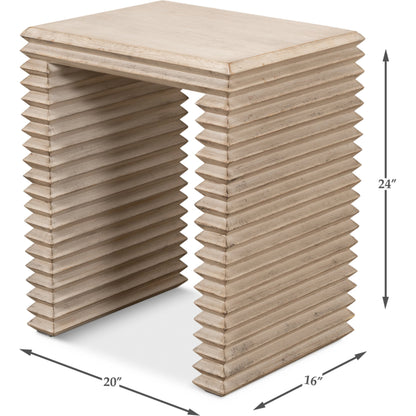 Stacked Side Table by Sarreid Ltd. in antique white. Made from reclaimed pine in a modern style.