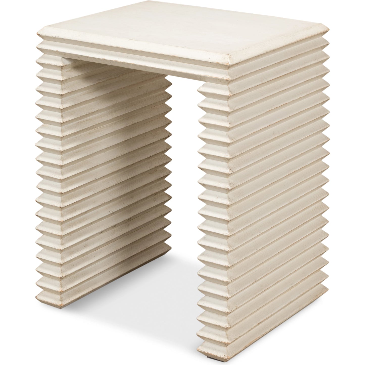 002 SI-1998368 | Primary Silo | Stacked Side Table by Sarreid Ltd. in antique white. Made from reclaimed pine in a modern style.