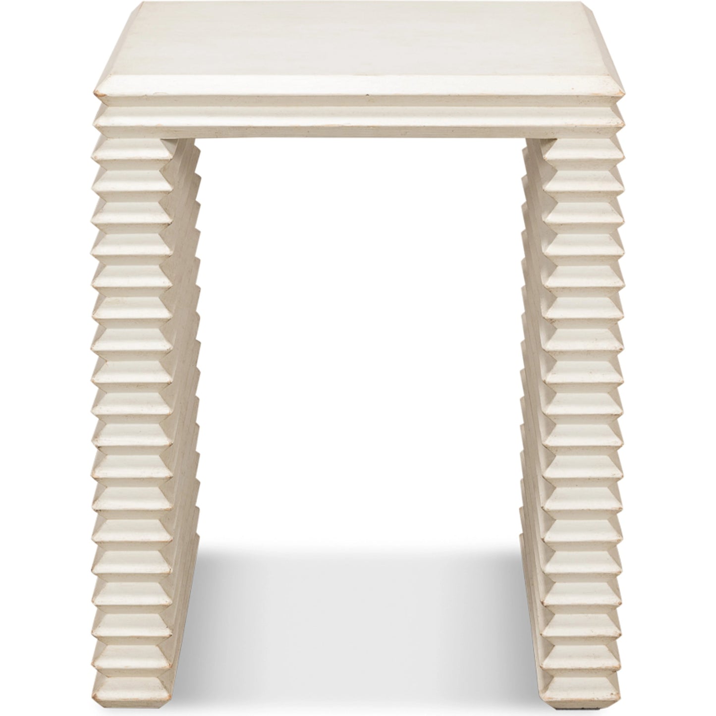 006 SI-1998368 | Additional Silo | Stacked Side Table by Sarreid Ltd. in antique white. Made from reclaimed pine in a modern style.