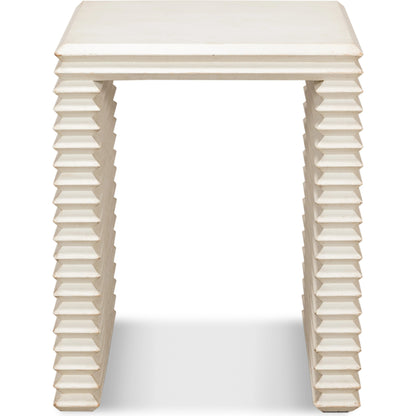 Stacked Side Table by Sarreid Ltd. in antique white. Made from reclaimed pine in a modern style.