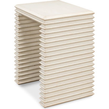 Stacked Side Table by Sarreid Ltd. in antique white. Made from reclaimed pine in a modern style.