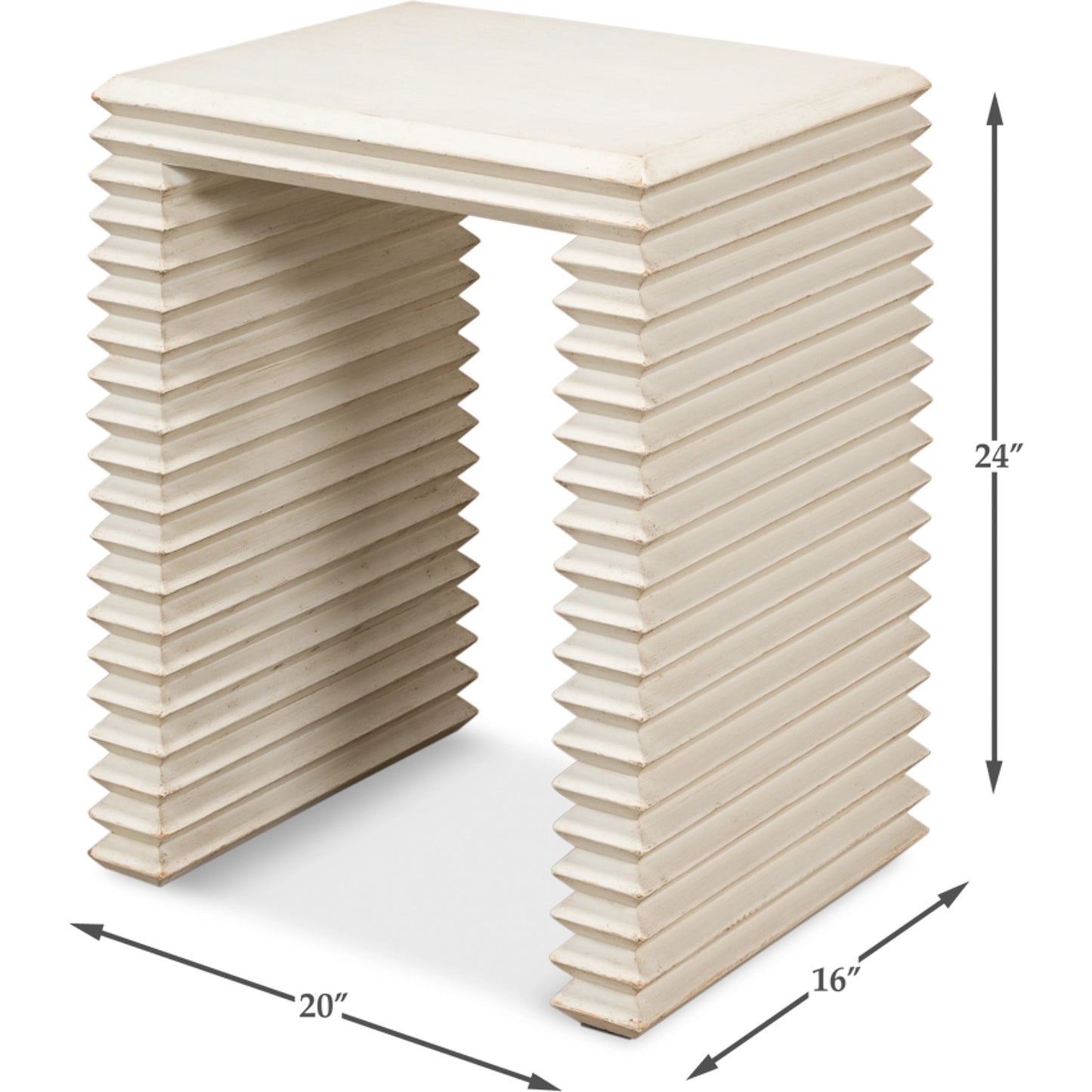 007 SI-1998368 | Additional Silo | Stacked Side Table by Sarreid Ltd. in antique white. Made from reclaimed pine in a modern style.