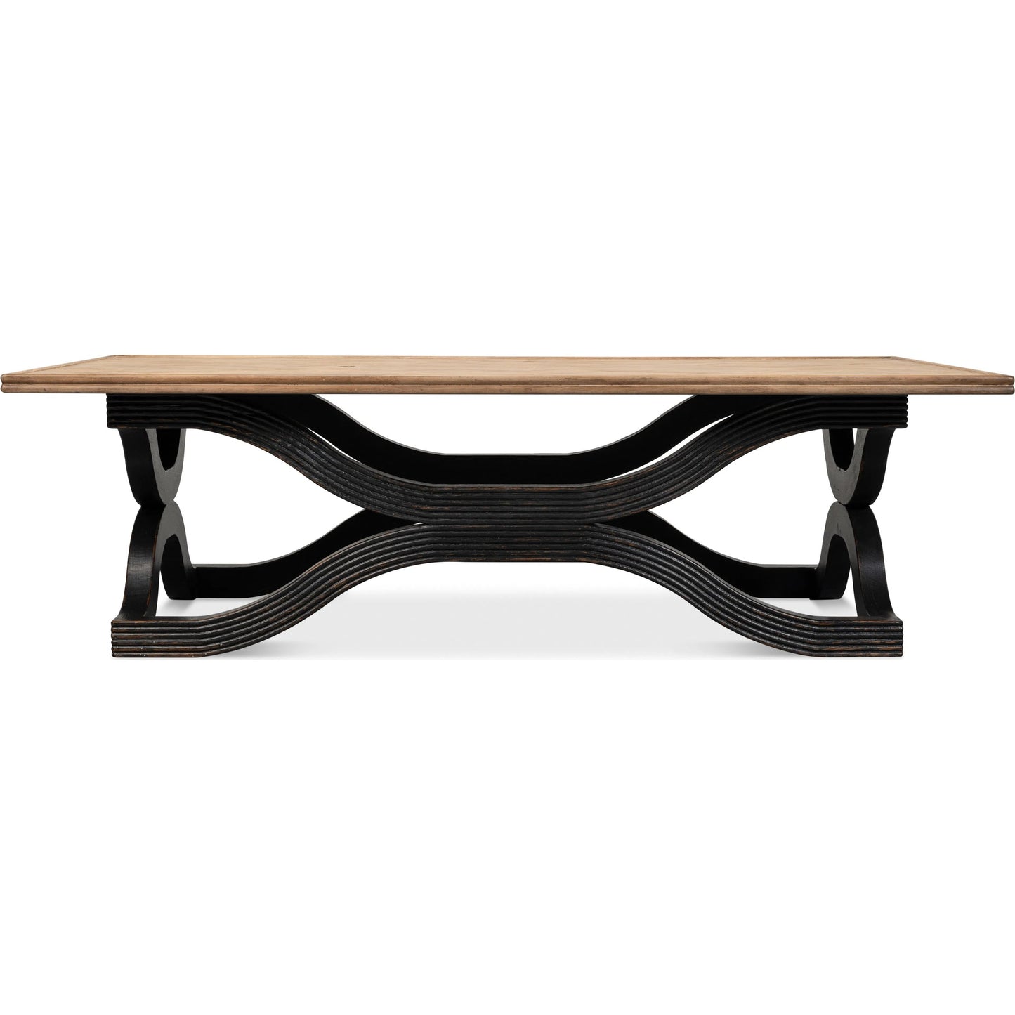 002 SI-2372597 | Additional Silo | Wavy Coffee Table by Sarreid Ltd. in antique black. Made from reclaimed pine in a modern style.