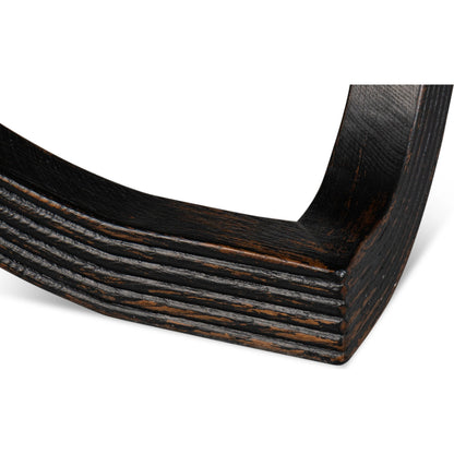 Wavy Coffee Table by Sarreid Ltd. in antique black. Made from reclaimed pine in a modern style.