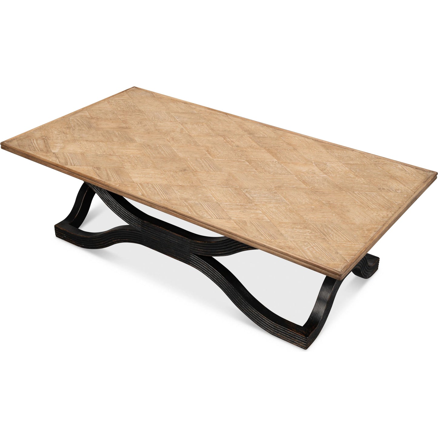 007 SI-2372597 | Additional Silo | Wavy Coffee Table by Sarreid Ltd. in antique black. Made from reclaimed pine in a modern style.