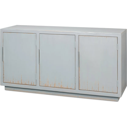 Maldives 3 Door Sideboard by Sarreid Ltd. in eros blue. Made from oak in a modern style.