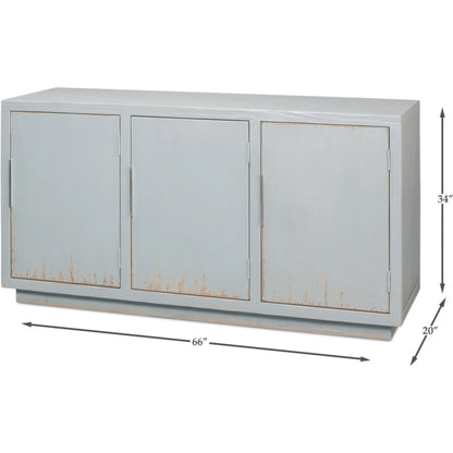 Maldives 3 Door Sideboard by Sarreid Ltd. in eros blue. Made from oak in a modern style.