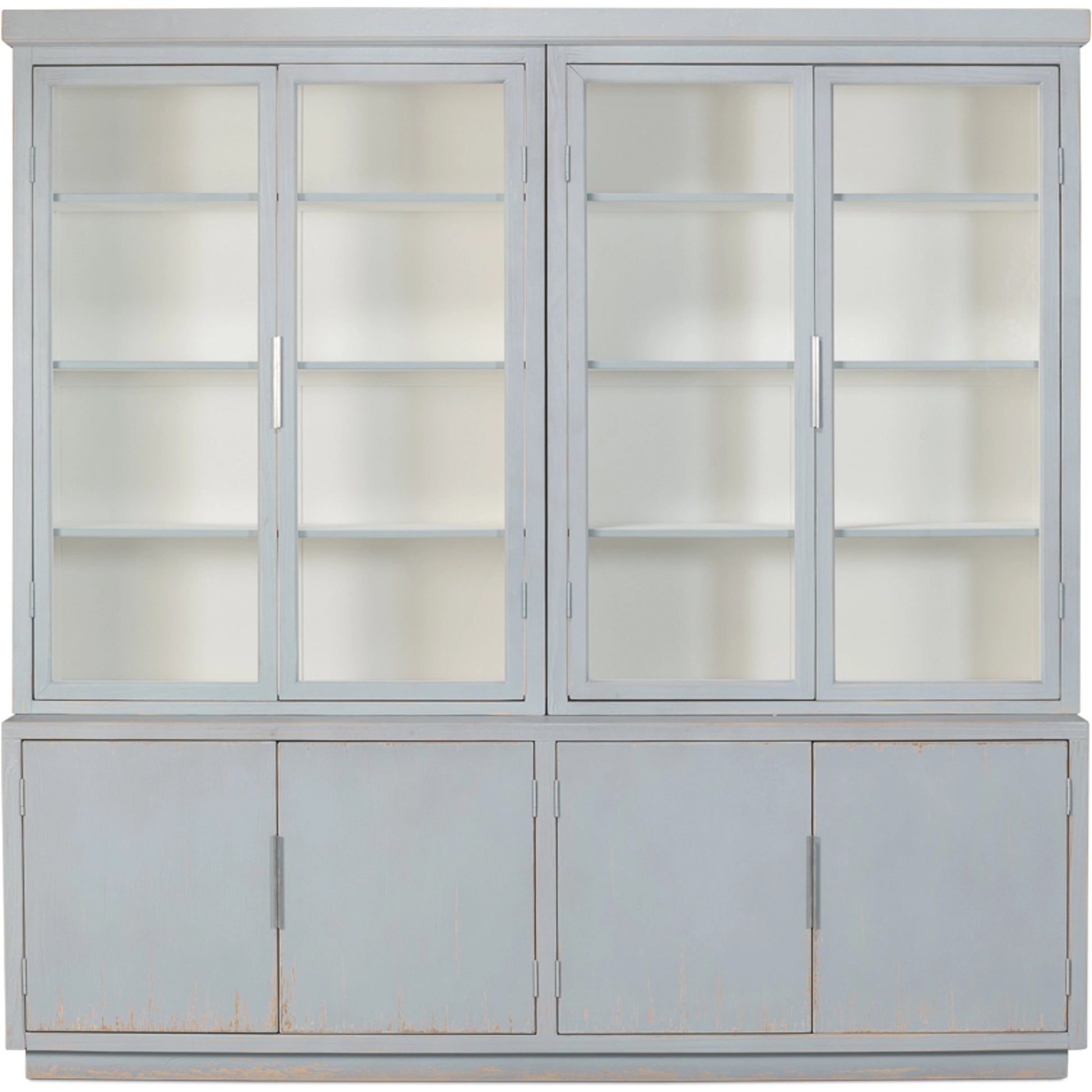 Maldives 4 Door Bookcase by Sarreid Ltd. in eros blue. Made from oak in a modern style.