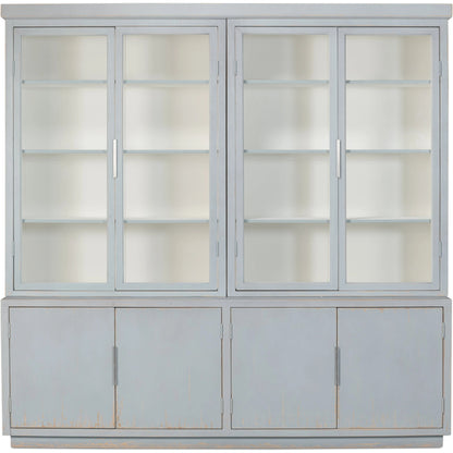 Maldives 4 Door Bookcase by Sarreid Ltd. in eros blue. Made from oak in a modern style.