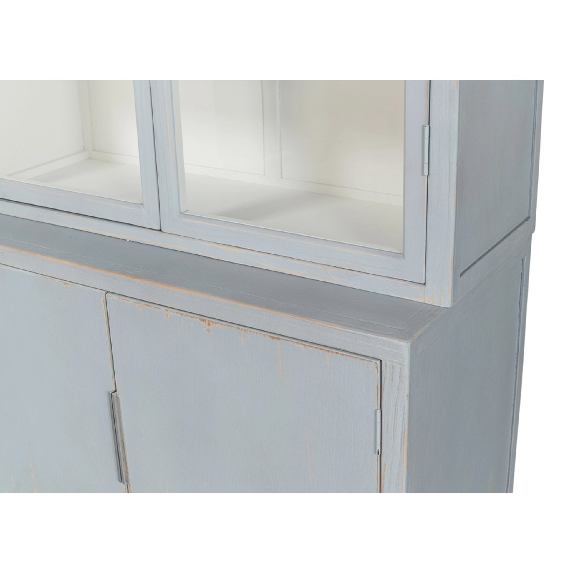 Maldives 4 Door Bookcase by Sarreid Ltd. in eros blue. Made from oak in a modern style.