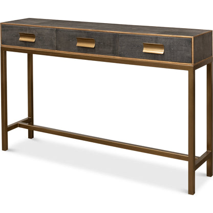 Gideon Shagreen Console Table by Sarreid Ltd.. Made from wood, leather in a transitional style.