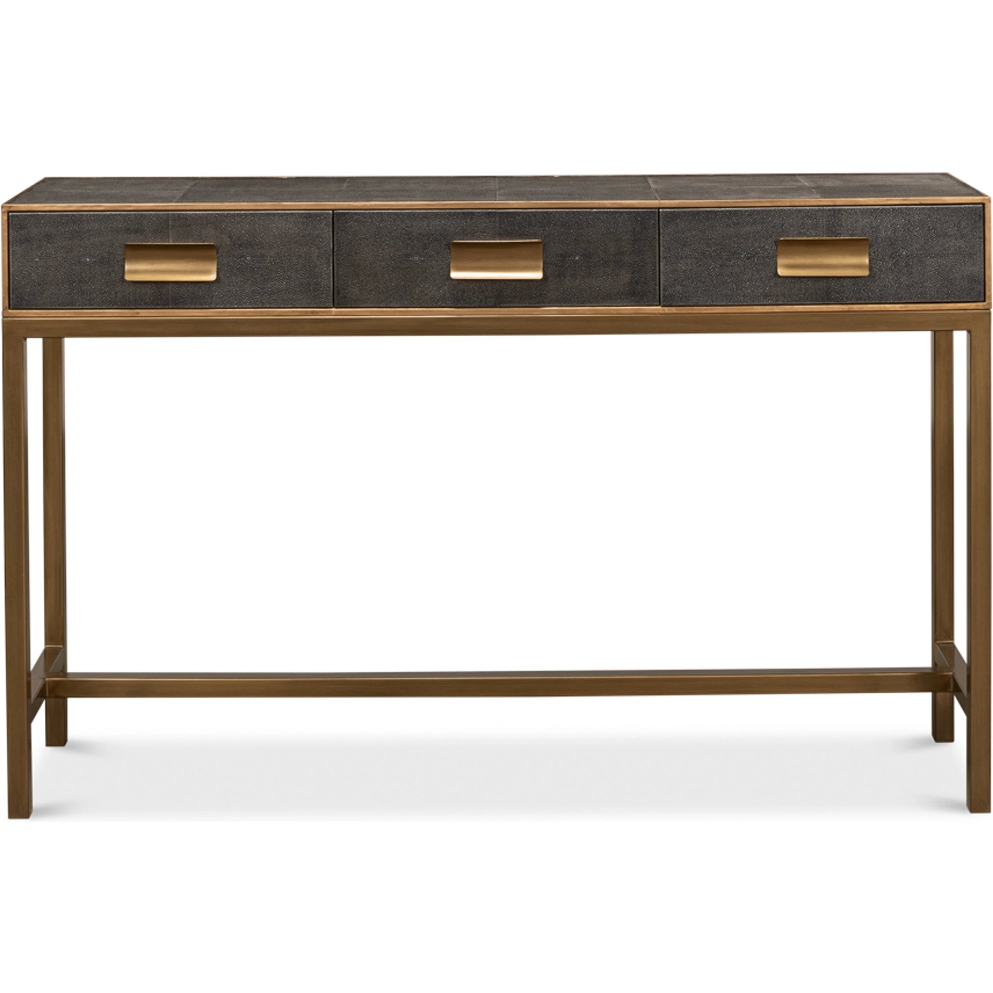 Gideon Shagreen Console Table by Sarreid Ltd.. Made from wood, leather in a transitional style.