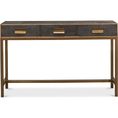Gideon Shagreen Console Table by Sarreid Ltd.. Made from wood, leather in a transitional style.