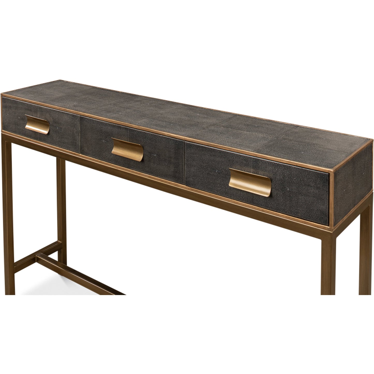 005 SI-1998392 | Additional Silo | Gideon Shagreen Console Table by Sarreid Ltd.. Made from wood, leather in a transitional style.