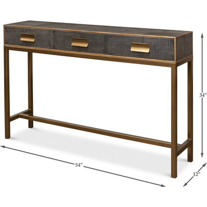 Gideon Shagreen Console Table by Sarreid Ltd.. Made from wood, leather in a transitional style.