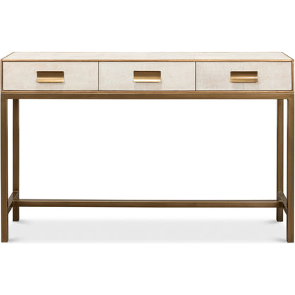 Gideon Shagreen Console Table by Sarreid Ltd.. Made from wood, leather in a transitional style.
