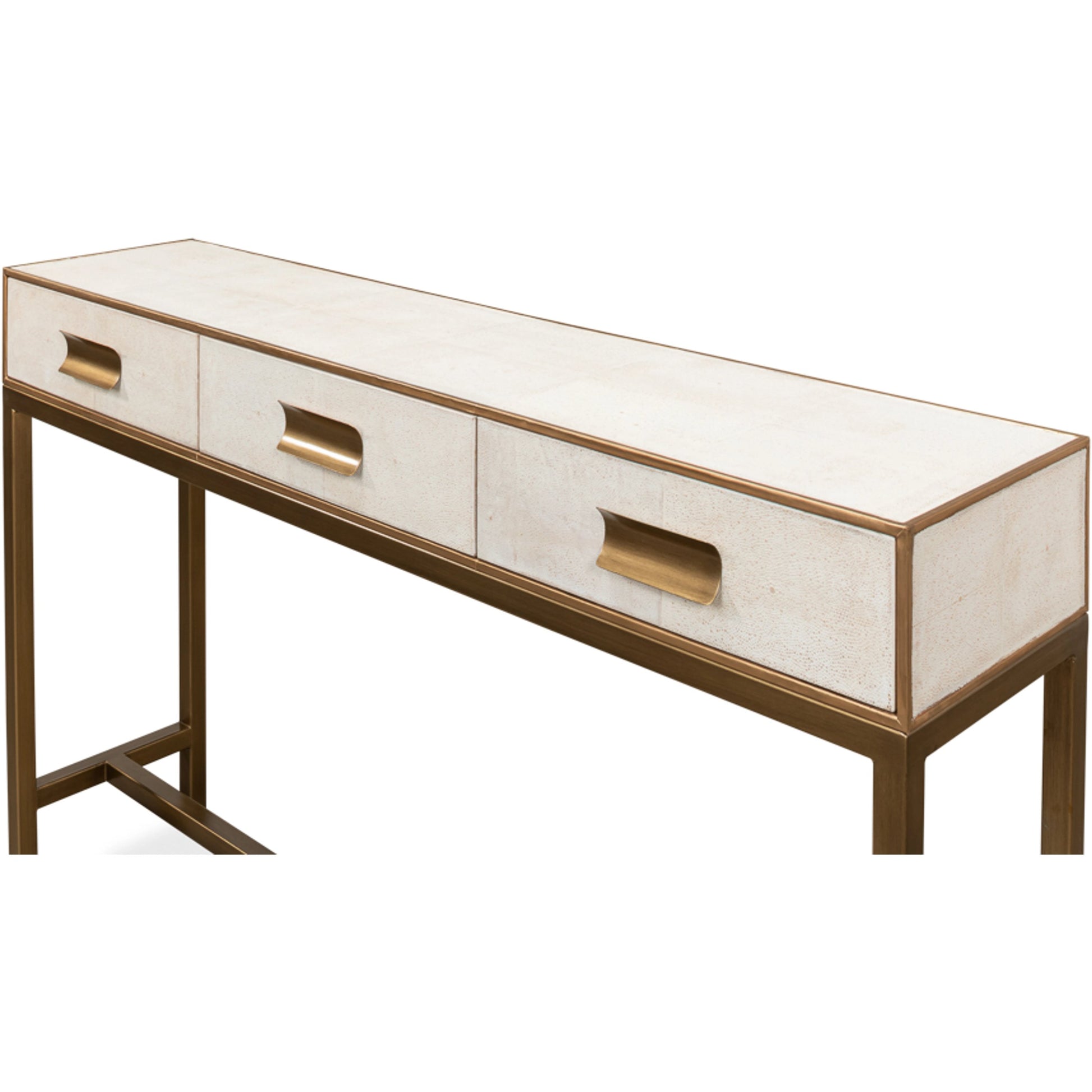 Gideon Shagreen Console Table by Sarreid Ltd.. Made from wood, leather in a transitional style.
