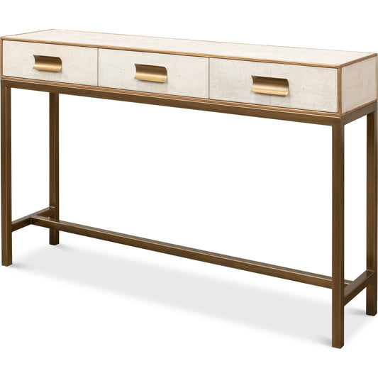 Gideon Shagreen Console Table by Sarreid Ltd.. Made from wood, leather in a transitional style.