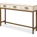 Gideon Shagreen Console Table by Sarreid Ltd.. Made from wood, leather in a transitional style.