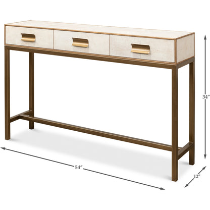 Gideon Shagreen Console Table by Sarreid Ltd.. Made from wood, leather in a transitional style.