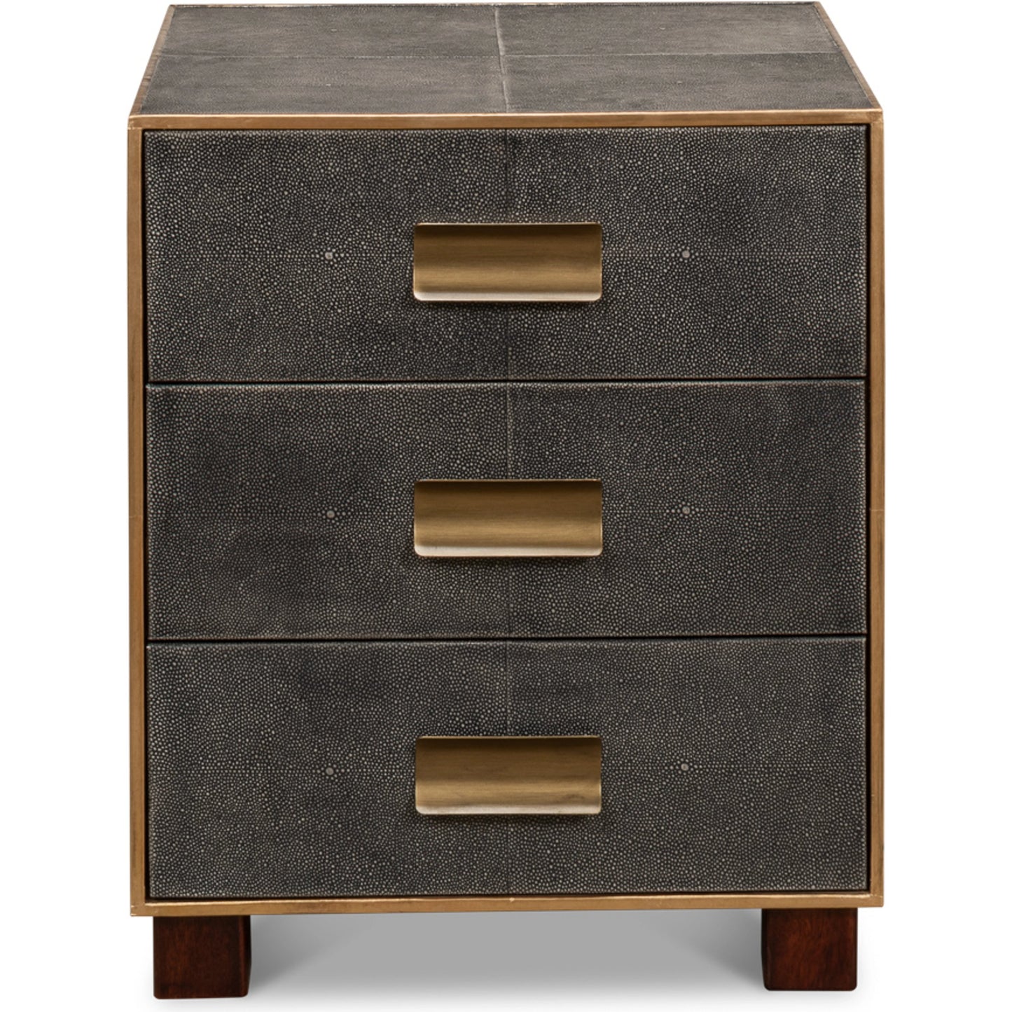 002 SI-1998394 | Additional Silo | Gideon Shagreen 3 Drawer Side Table by Sarreid Ltd.. Made from wood, leather in a transitional style.