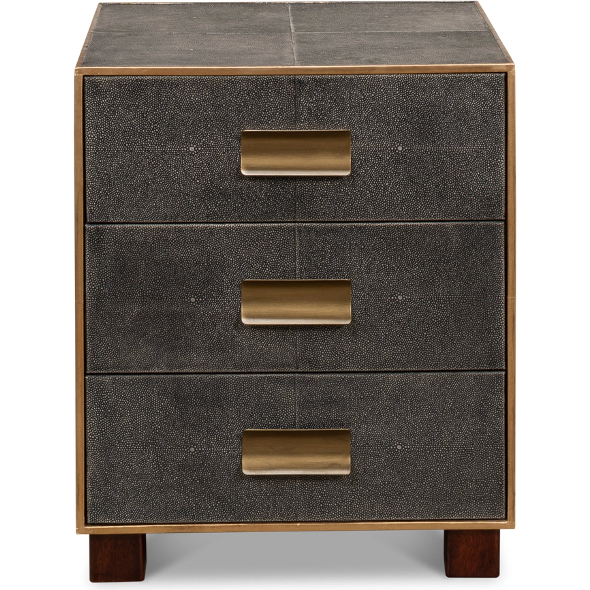 Gideon Shagreen 3 Drawer Side Table by Sarreid Ltd.. Made from wood, leather in a transitional style.