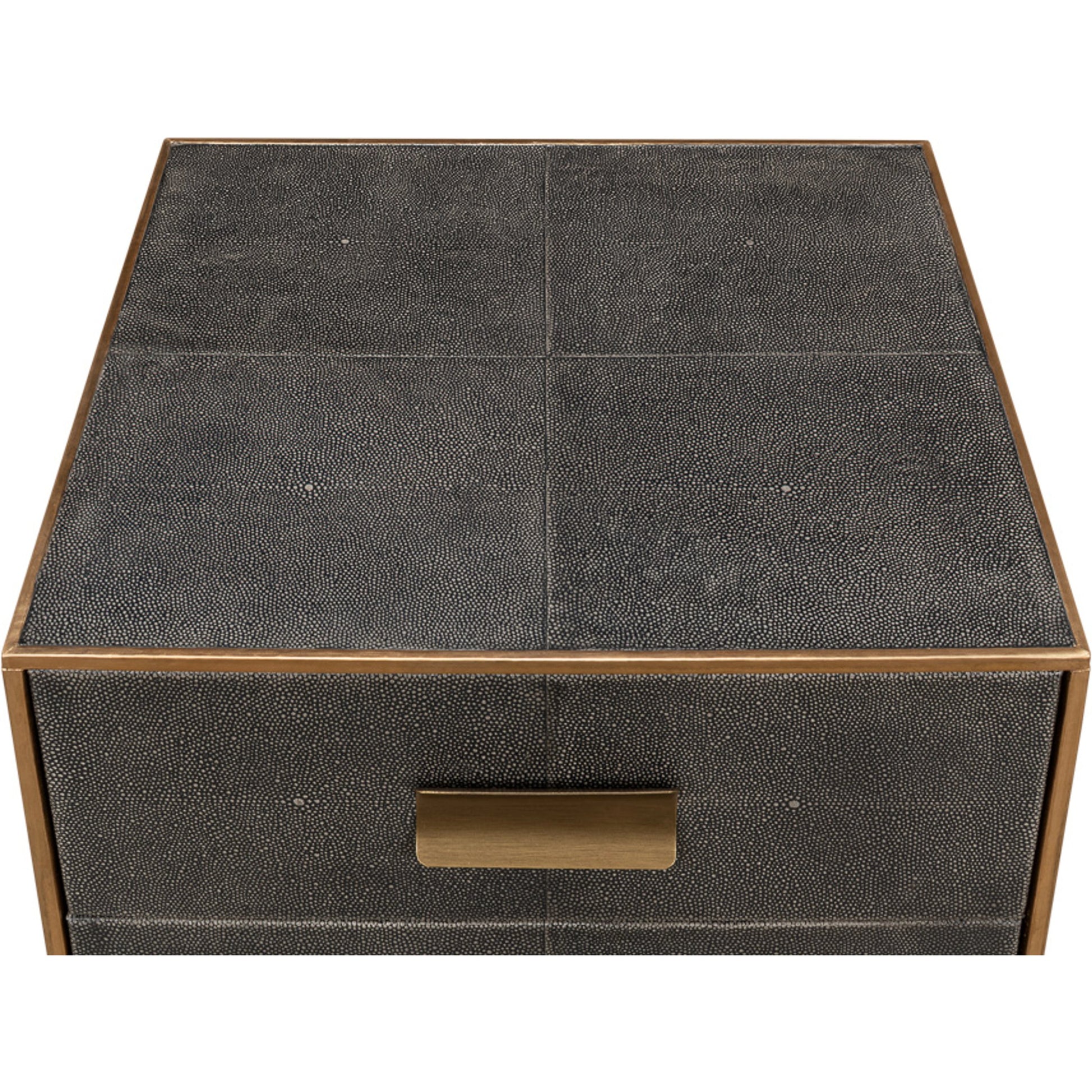 Gideon Shagreen 3 Drawer Side Table by Sarreid Ltd.. Made from wood, leather in a transitional style.