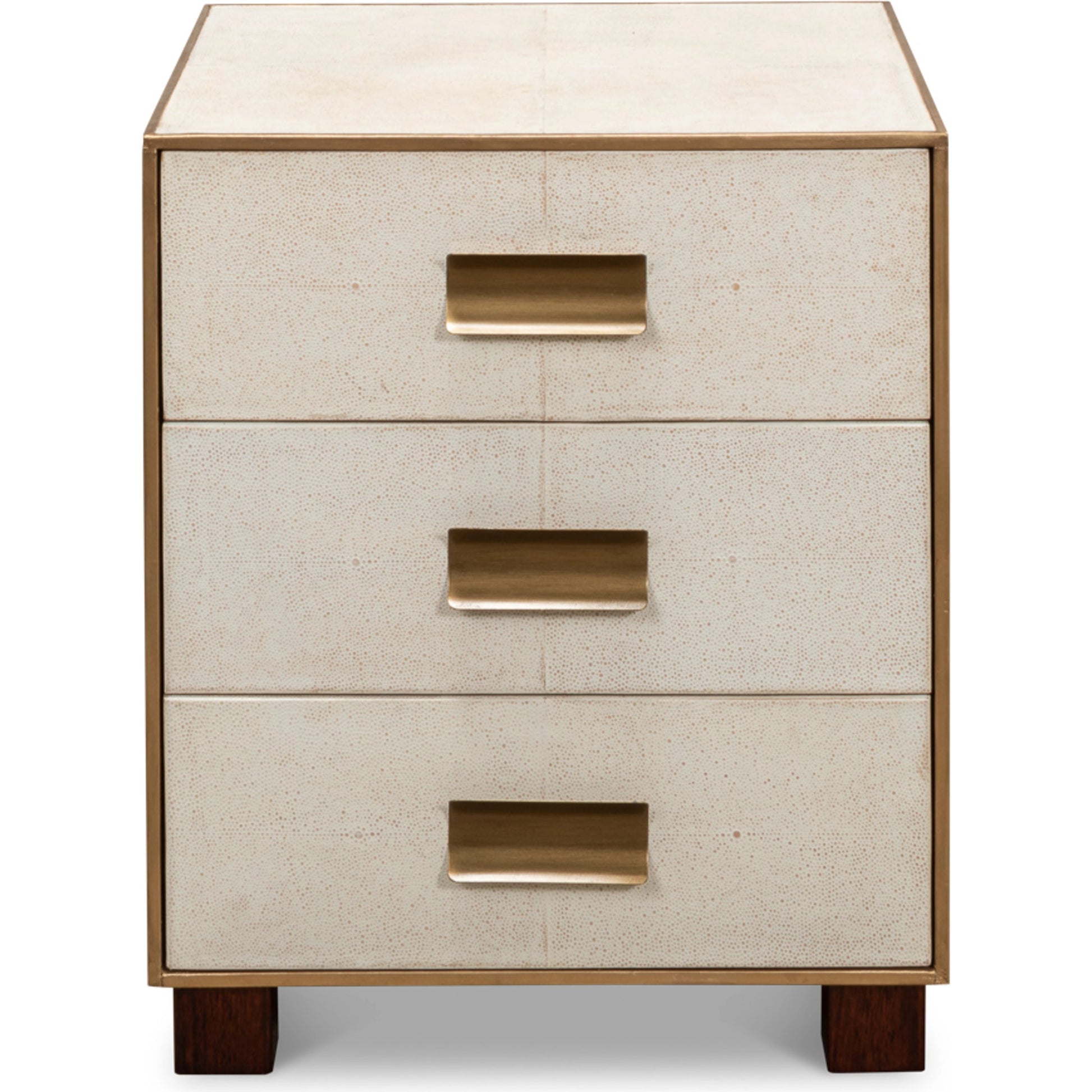 Gideon Shagreen 3 Drawer Side Table by Sarreid Ltd.. Made from wood, leather in a transitional style.