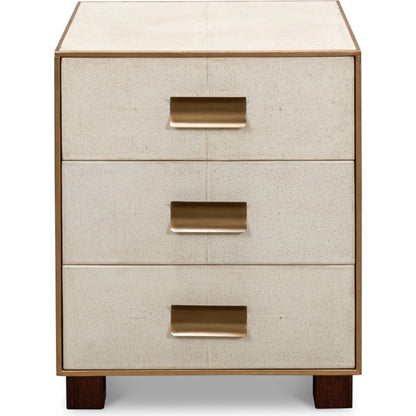Gideon Shagreen 3 Drawer Side Table by Sarreid Ltd.. Made from wood, leather in a transitional style.