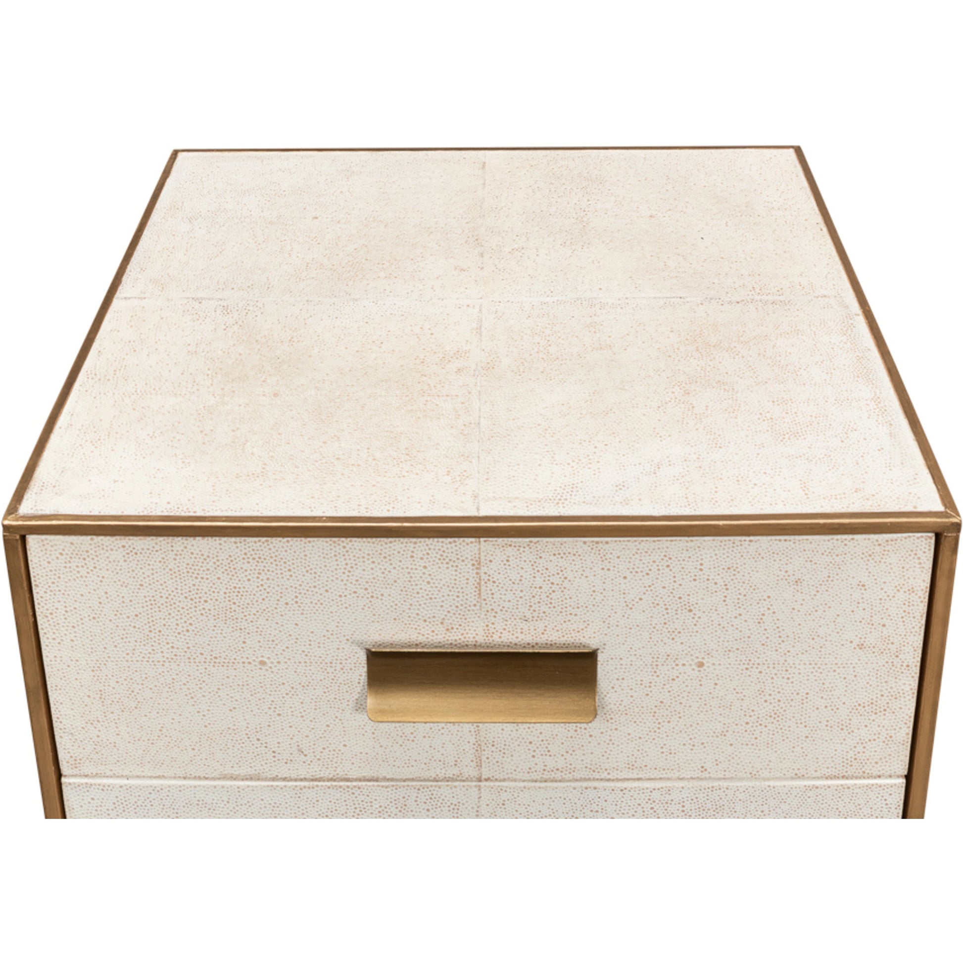 Gideon Shagreen 3 Drawer Side Table by Sarreid Ltd.. Made from wood, leather in a transitional style.