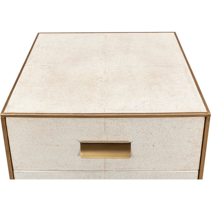 Gideon Shagreen 3 Drawer Side Table by Sarreid Ltd.. Made from wood, leather in a transitional style.