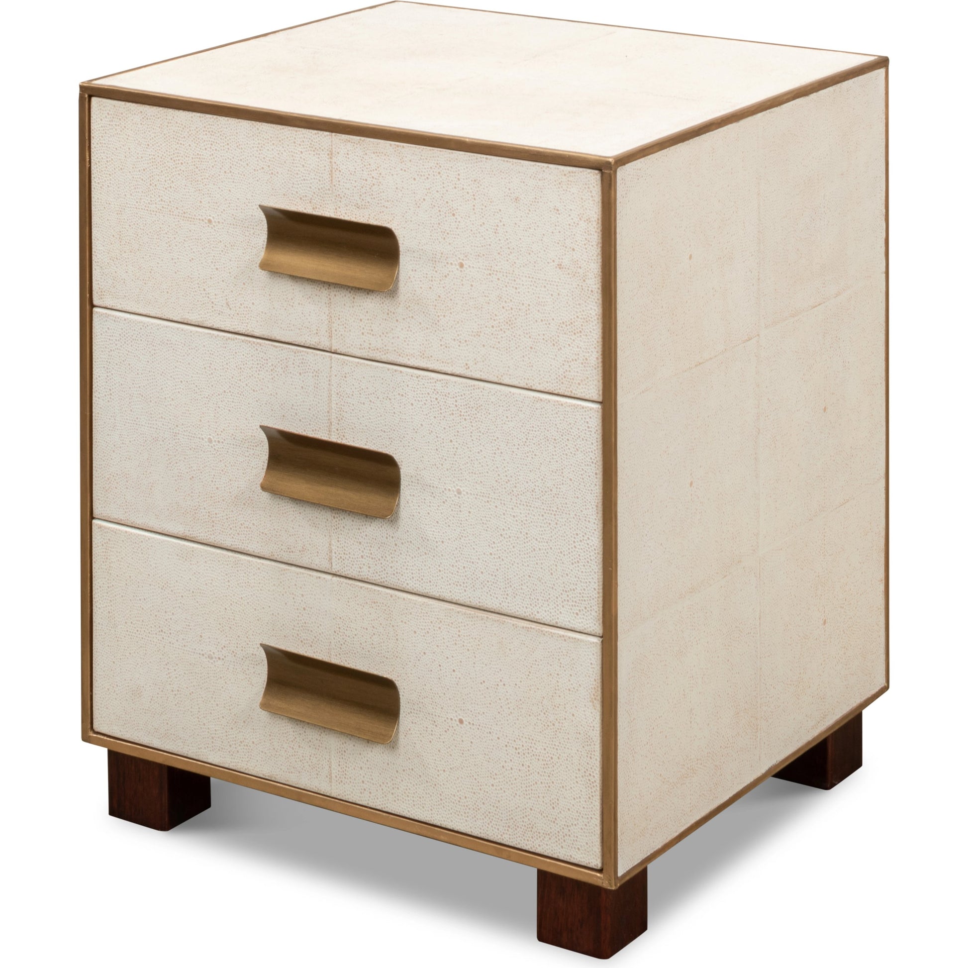 Gideon Shagreen 3 Drawer Side Table by Sarreid Ltd.. Made from wood, leather in a transitional style.