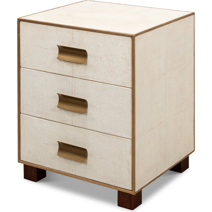Gideon Shagreen 3 Drawer Side Table by Sarreid Ltd.. Made from wood, leather in a transitional style.