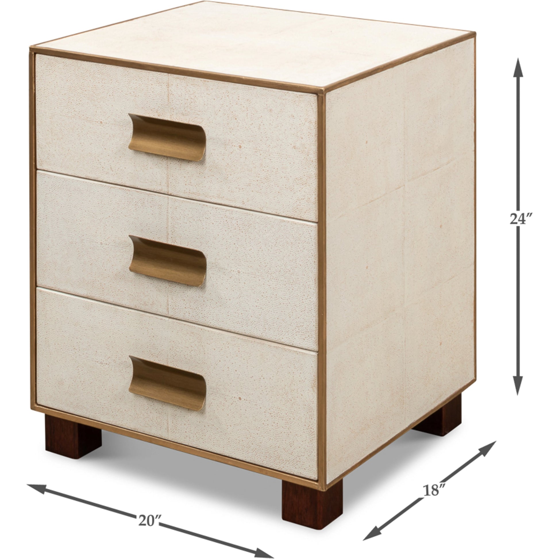 Gideon Shagreen 3 Drawer Side Table by Sarreid Ltd.. Made from wood, leather in a transitional style.