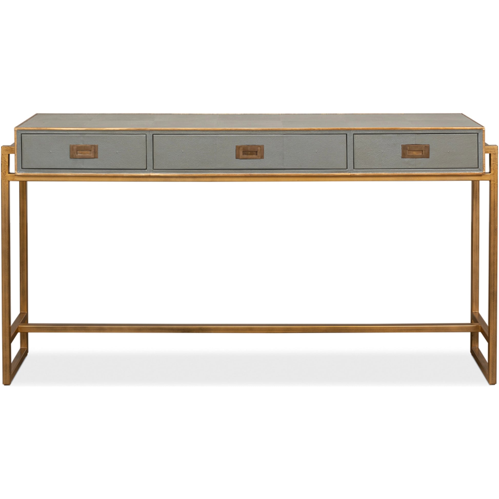 Leaf Shagreen Console Table by Sarreid Ltd. in leaf. Made from iron, leather in a modern style.