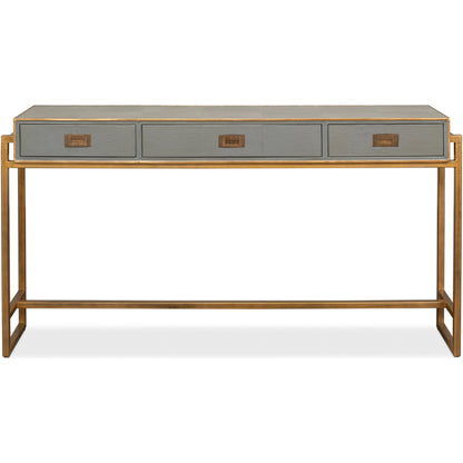 Leaf Shagreen Console Table by Sarreid Ltd. in leaf. Made from iron, leather in a modern style.