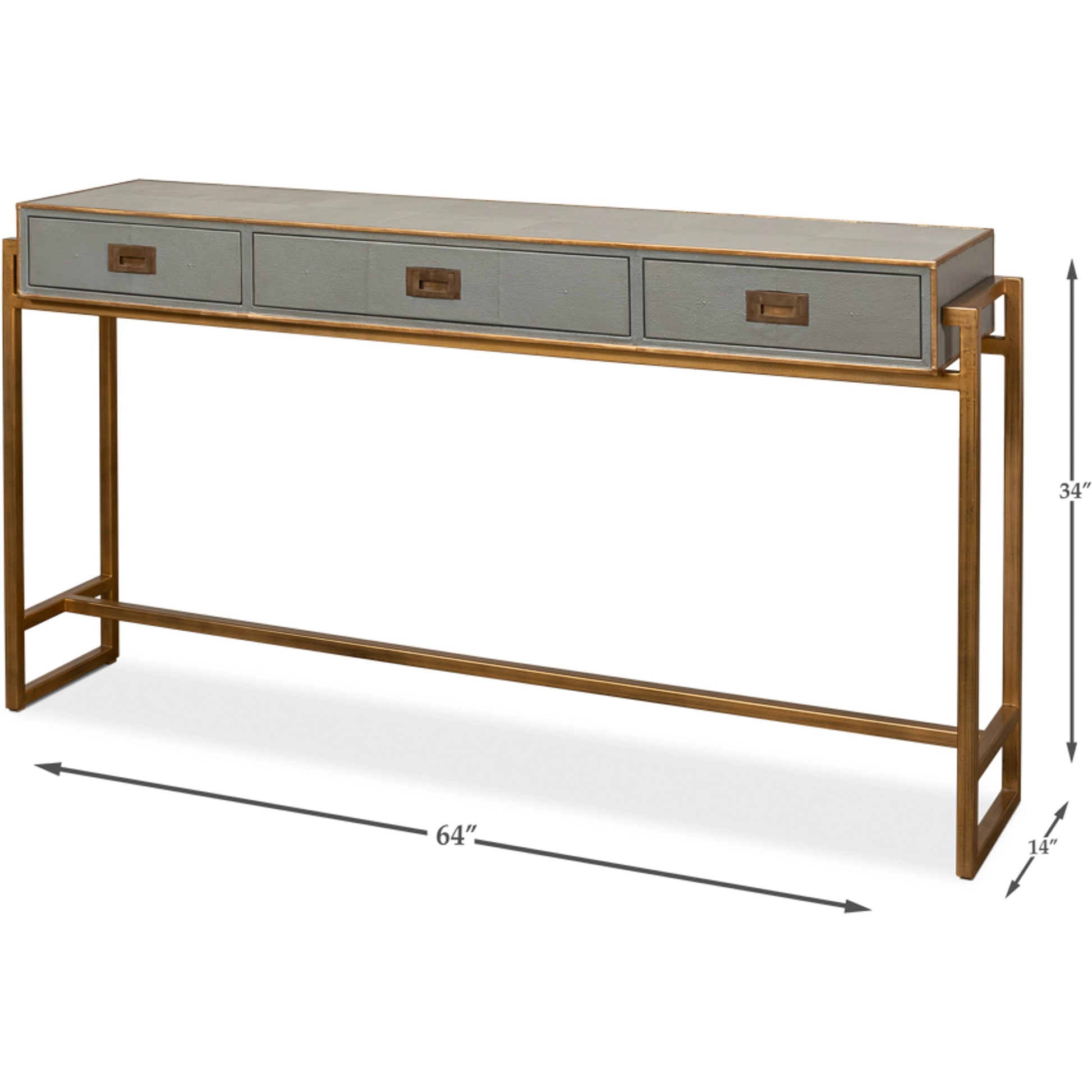 Leaf Shagreen Console Table by Sarreid Ltd. in leaf. Made from iron, leather in a modern style.