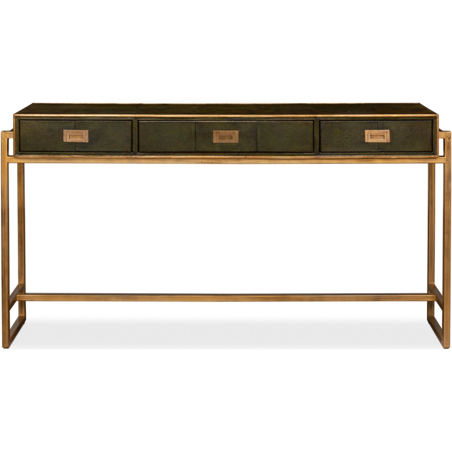 002 SI-1998418 | Additional Silo | Leaf Shagreen Console Table by Sarreid Ltd. in leaf. Made from iron, leather in a modern style.